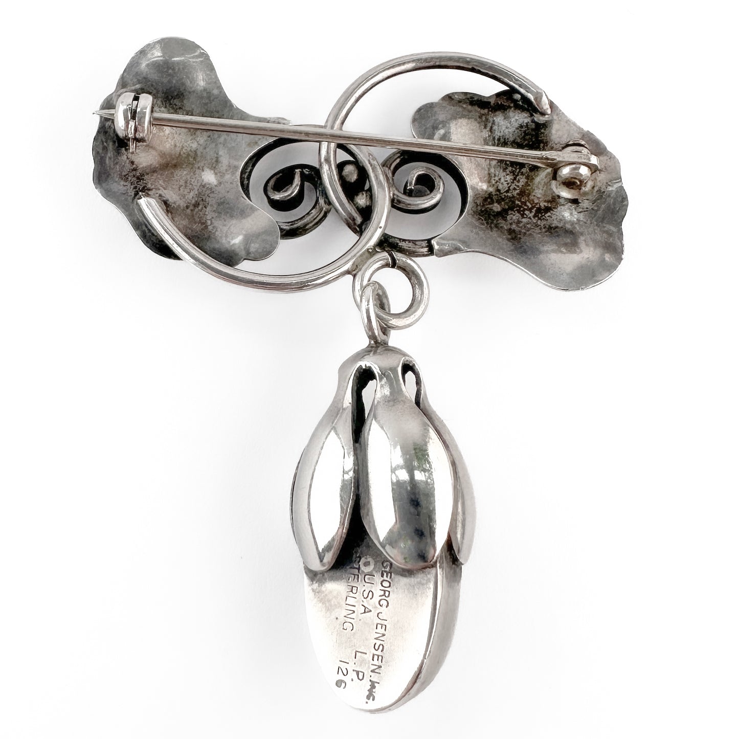 Vintage Georg Jensen Silver Foliate Brooch