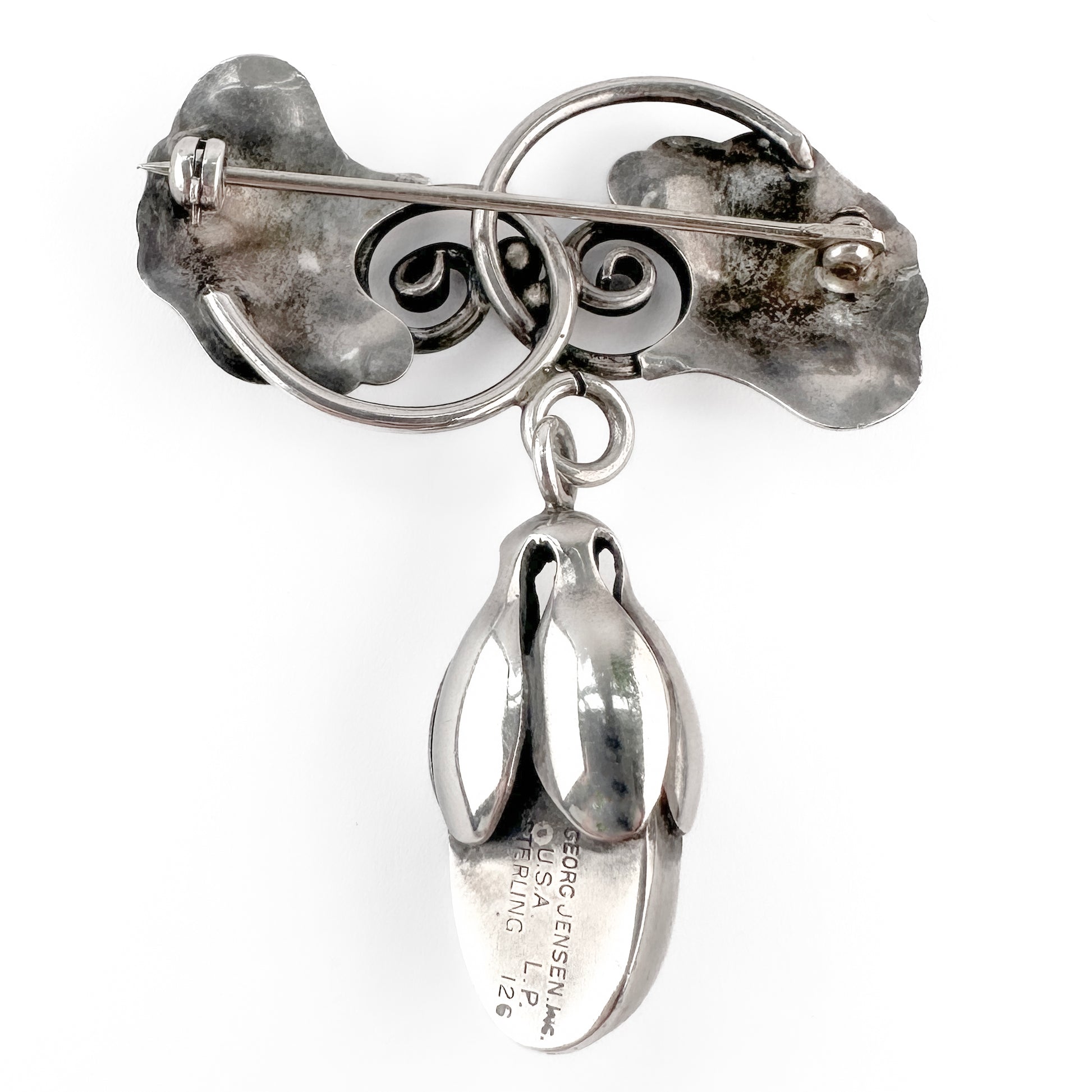 Vintage Georg Jensen Silver Foliate Brooch
