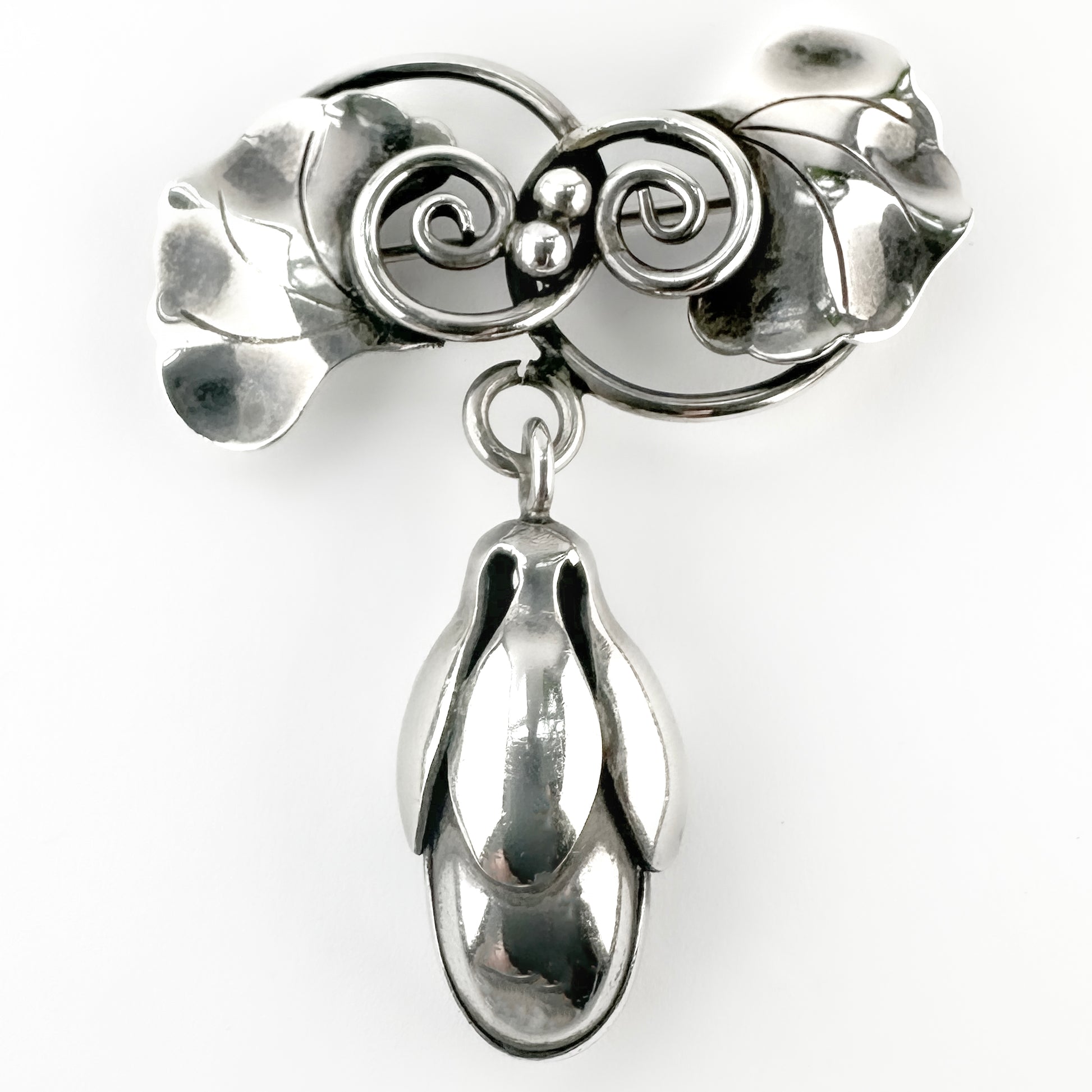 Vintage Georg Jensen Silver Foliate Brooch