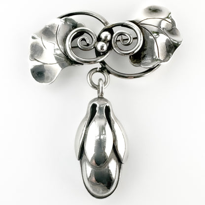 Vintage Georg Jensen Silver Foliate Brooch