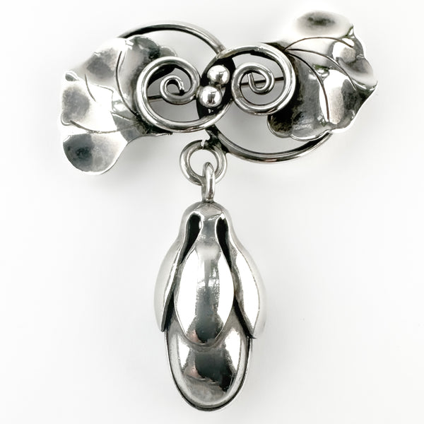 Vintage Georg Jensen Silver Foliate Brooch