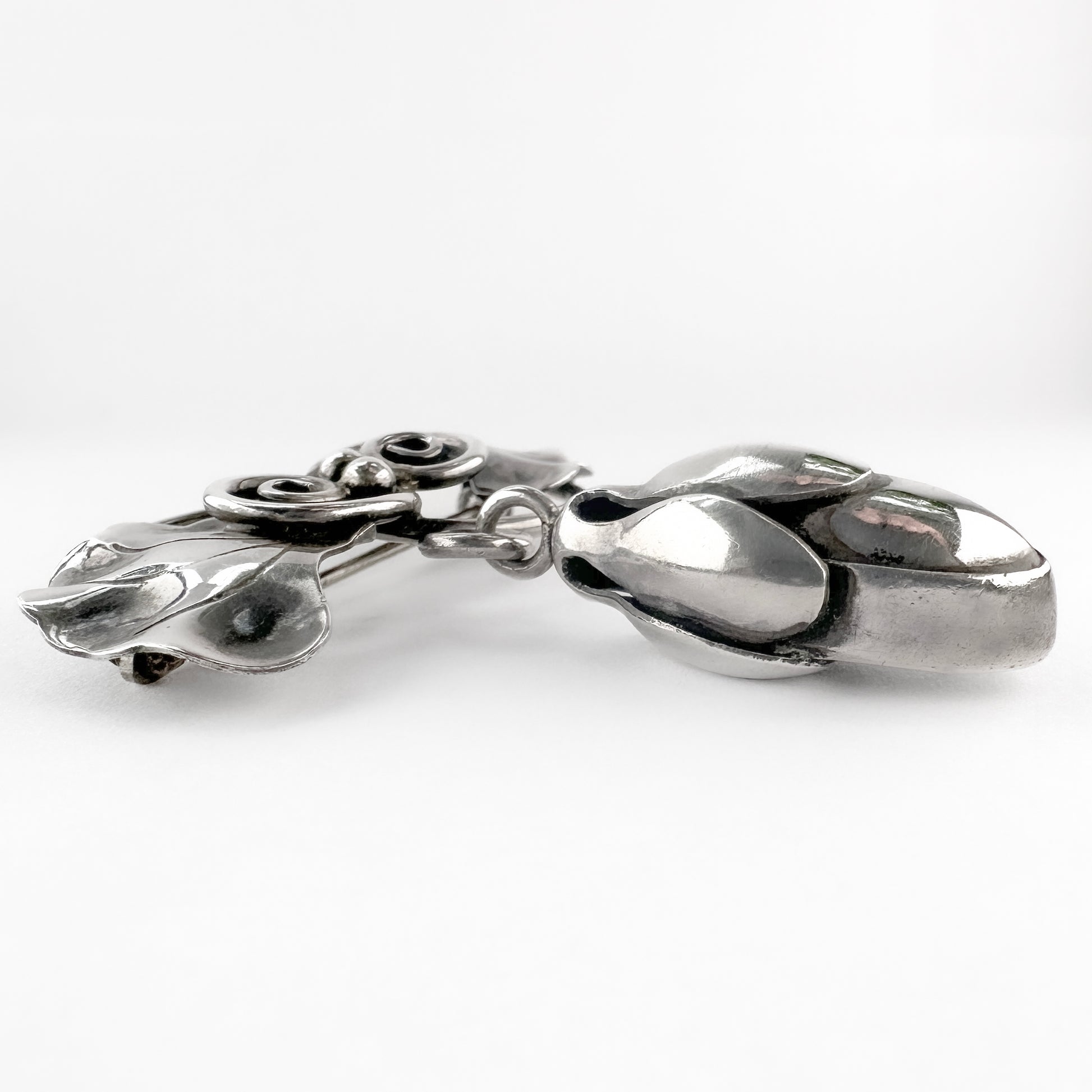 Vintage Georg Jensen Silver Foliate Brooch