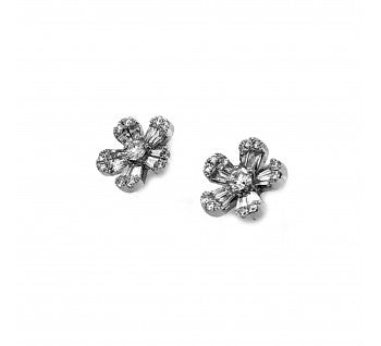 Contemporary Diamond Flower Cluster Stud Earrings, 0.77 carat total