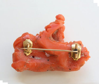 18th Century Carved Coral Brooch, Italian