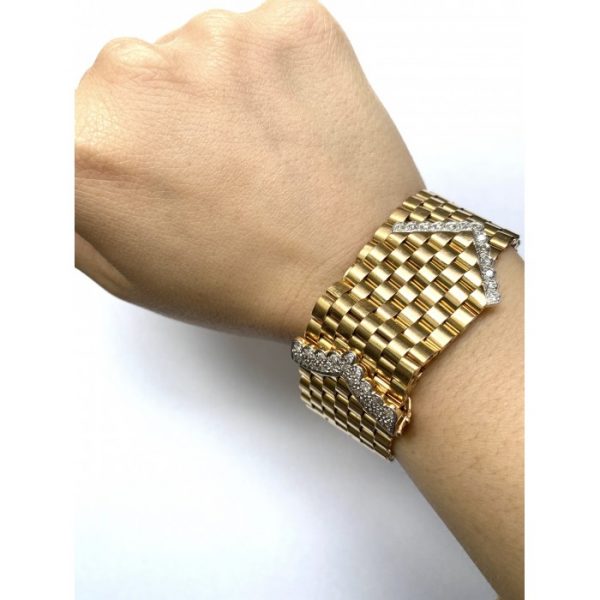 Vintage French Gold and Diamond Bracelet, Circa 1950
