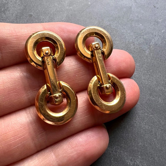 Mecan Elde French 18ct Yellow Gold Geometric Cufflinks