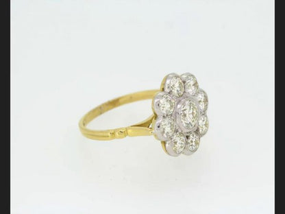 Diamond Floral Cluster Ring, 2.10 carats, 18ct Yellow Gold