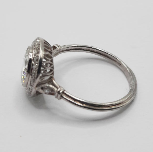 1.50ct Old European Cut Diamond Halo Cluster Ring