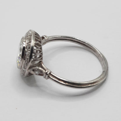 1.50ct Old European Cut Diamond Halo Cluster Ring