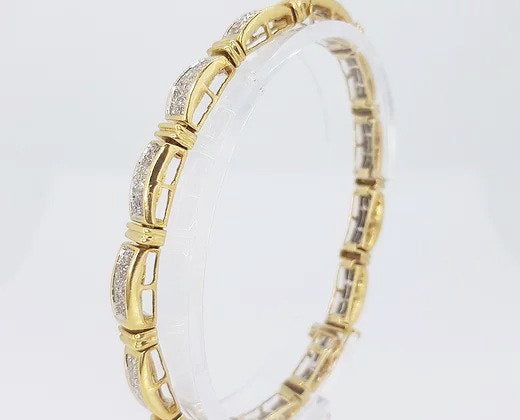 6.00ct Diamond and 18ct Yellow Gold Panel Line Bracelet