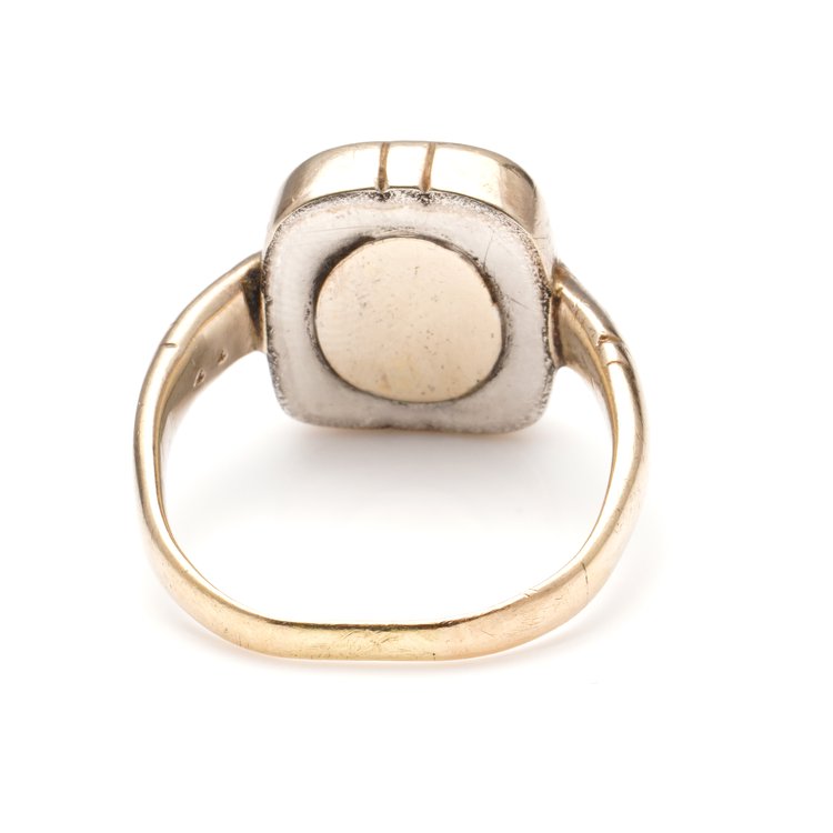 Antique 18ct Yellow Gold Signet Ring with Lapis Lazuli Bearing Heraldic Eagle and Latin Phrase