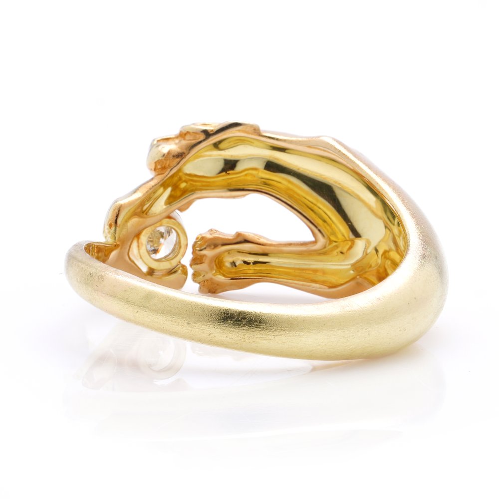 Carrera y Carrera 18ct Yellow Gold Panther Ring with Diamond