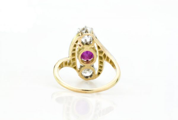 Vintage Natural 1.30ct Burma Ruby and Diamond Ring, with Certificate