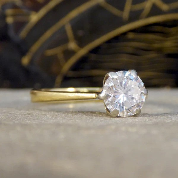 Vintage 1.15ct Diamond Solitaire Engagement Ring in 18ct Yellow Gold