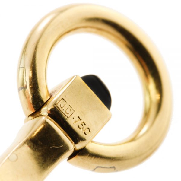 Cartier Vintage 18ct Yellow Gold Cufflinks with Onyx, Made in London, Circa 1970s. Designer Jacques Cartier