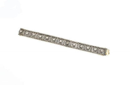 Antique Victorian 11.18ct Rose Cut Diamond Bracelet in Silver and Gold
