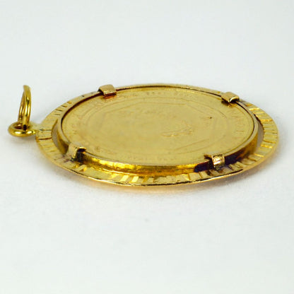 24ct Gold Bahrain 10 Dinars Coin in 18ct Gold Charm Pendant