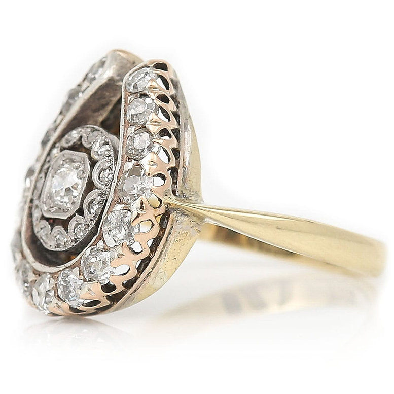 Antique Edwardian 0.8ct Old Cut Diamond Horseshoe Ring