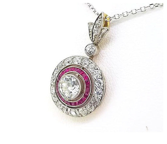 Diamond and Ruby Target Cluster Pendant, 5.00 carats, in 18ct white gold