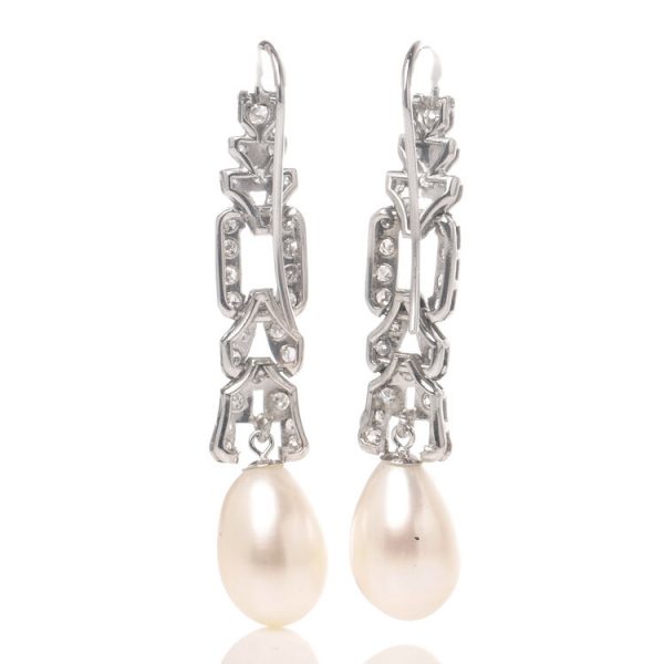 Vintage 1970s South Sea Pearl and Diamond Drop Earrings, 1.24 carats