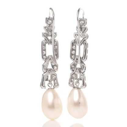 Vintage 1970s South Sea Pearl and Diamond Drop Earrings, 1.24 carats