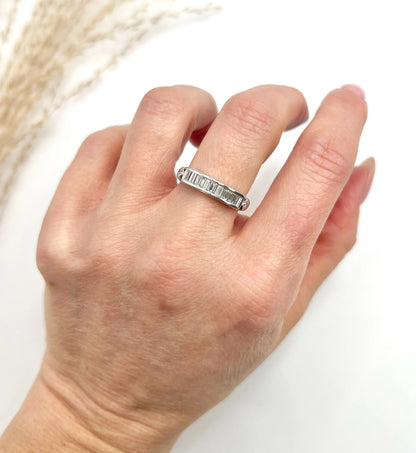 Vintage Platinum Emerald Cut Diamond Half Eternity Ring, Circa 1990