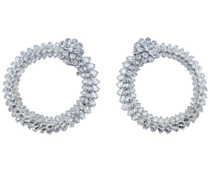 Rose Cut Diamond Hoop Earrings, 21.20 carats, 18ct White Gold