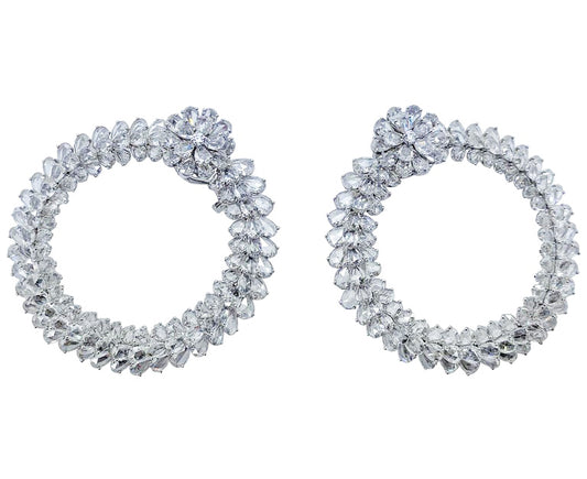Rose Cut Diamond Hoop Earrings, 21.20 carats, 18ct White Gold