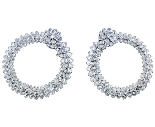 Rose Cut Diamond Hoop Earrings, 21.20 carats, 18ct White Gold