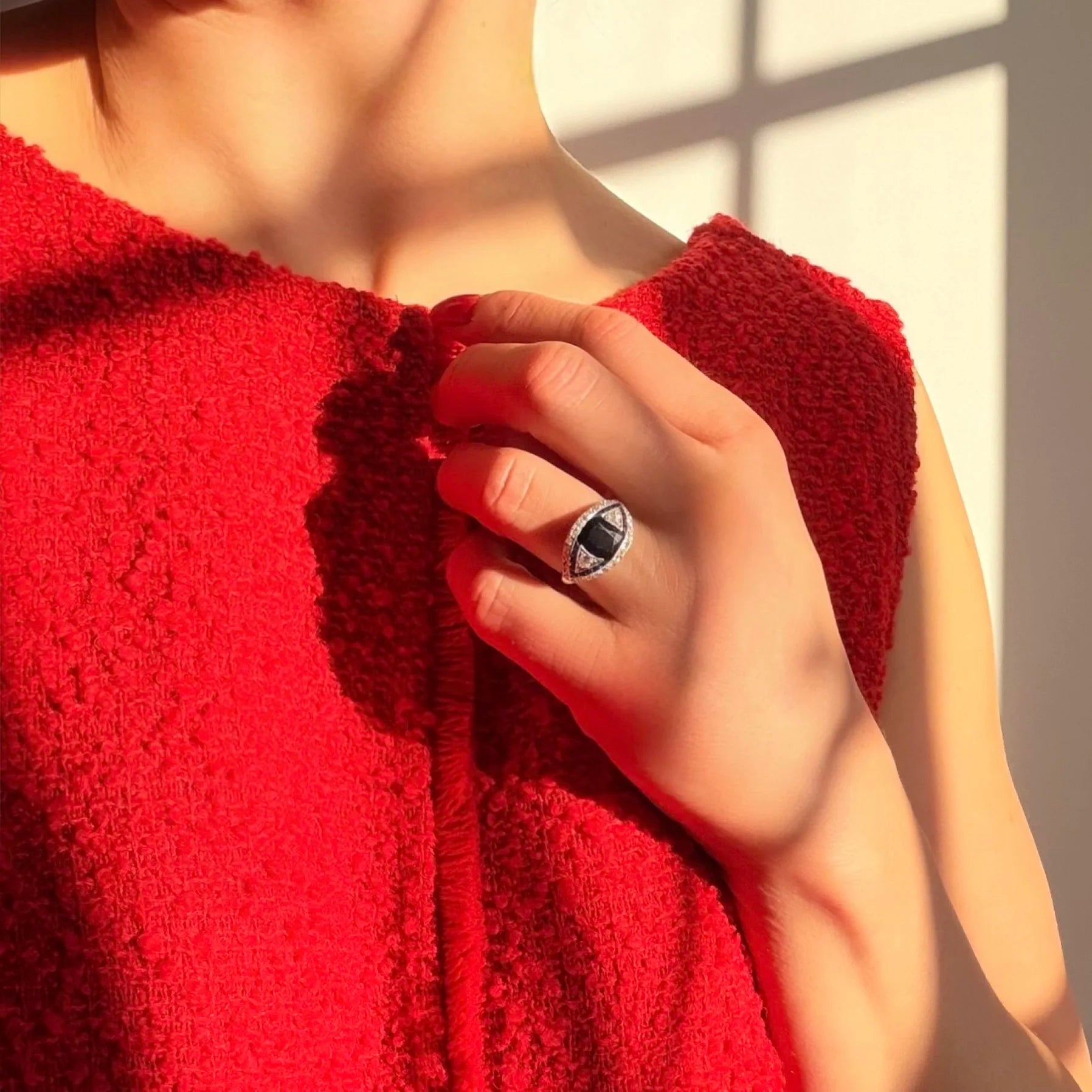 Art Deco Platinum Ceylon Sapphire And Diamond Engagement Ring