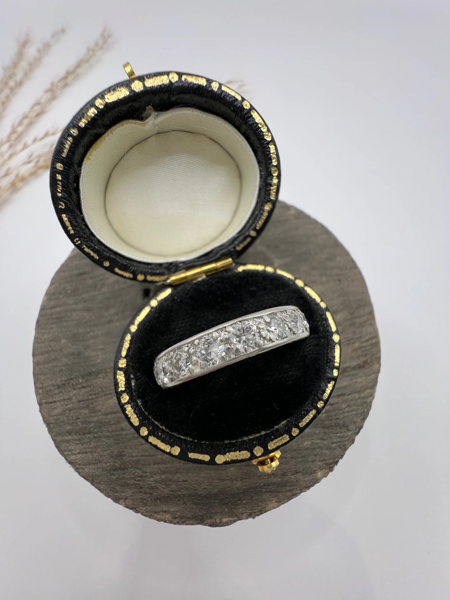 French Antique Platinum 1.40 Carats Diamond Full Eternity Ring, Circa 1920