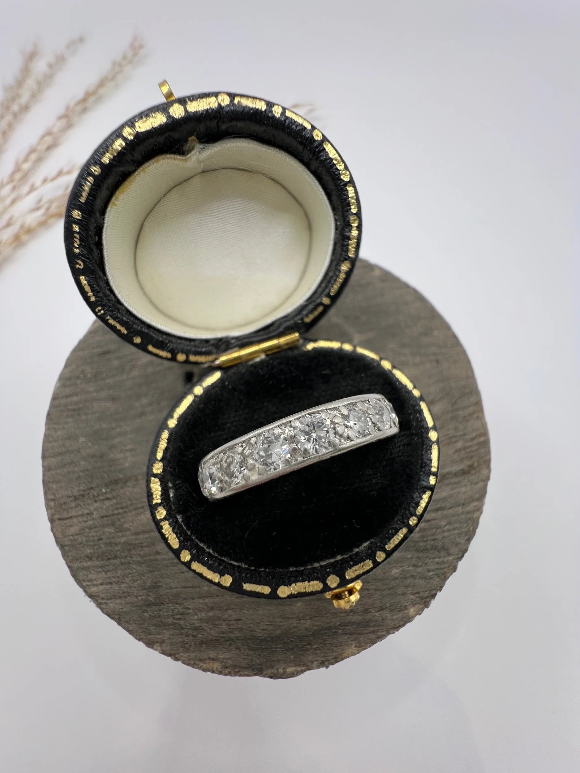 French Antique Platinum 1.40 Carats Diamond Full Eternity Ring, Circa 1920