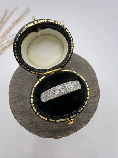 French Antique Platinum 1.40 Carats Diamond Full Eternity Ring, Circa 1920