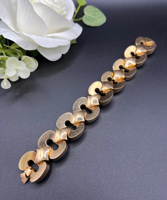 Antique 18ct Yellow Gold French Stamped, 1920s Sculptural Link Bracelet