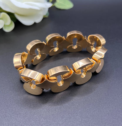 Antique 18ct Yellow Gold French Stamped, 1920s Sculptural Link Bracelet