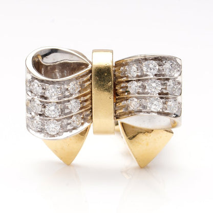 Pomellato Italian 1.08ct Diamond Bow Earrings, Circa 1980s