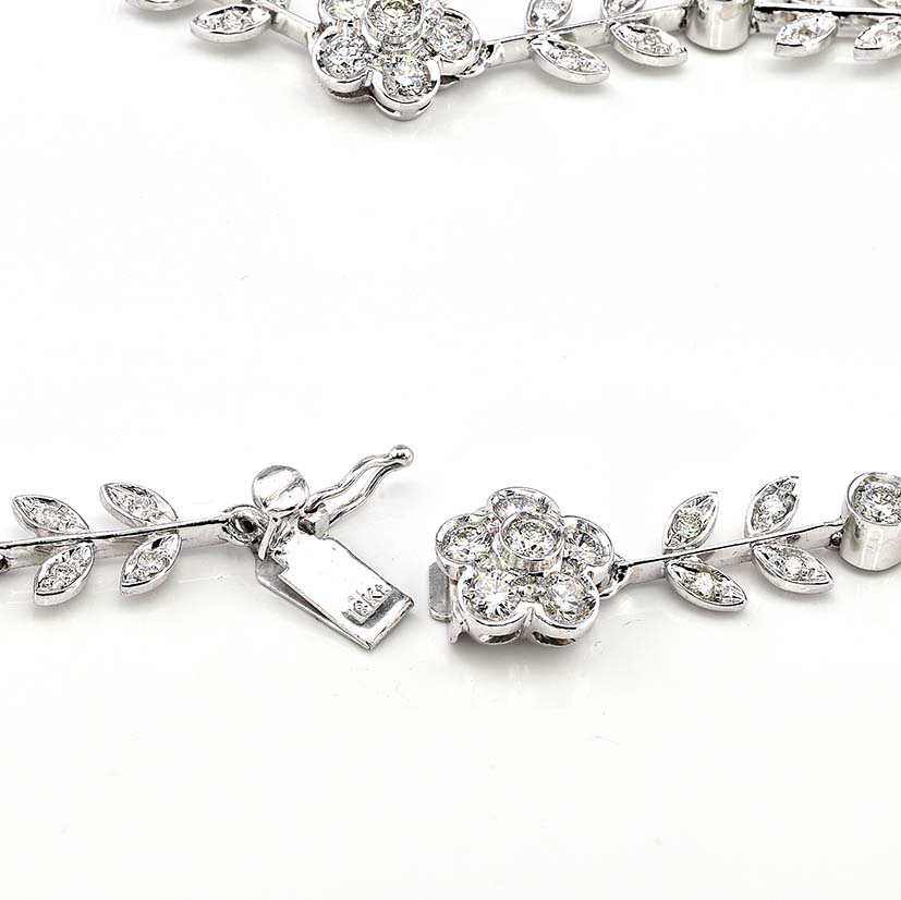 Vintage 6.5ct Diamond Flower Cluster Collar Necklace, G VVS