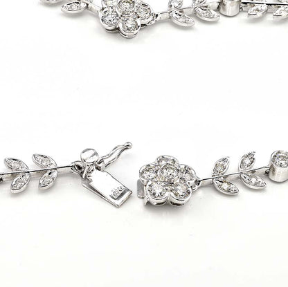 Vintage 6.5ct Diamond Flower Cluster Collar Necklace, G VVS