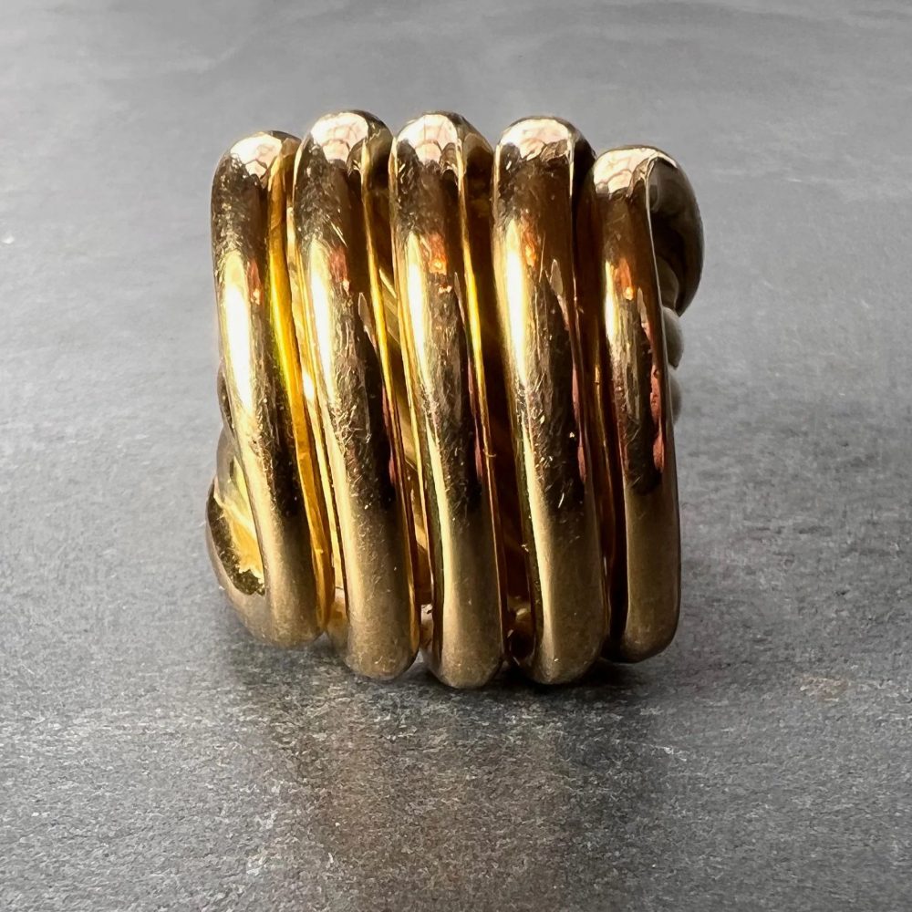 French Retro 18ct Yellow Gold Coiled Spring Ring