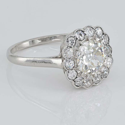 Art Deco Diamond Cluster Engagement Ring, 1.60 carats