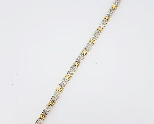 Diamond and 18ct Yellow Gold Panel Line Bracelet, 6 carat total