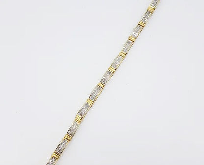Diamond and 18ct Yellow Gold Panel Line Bracelet, 6 carat total
