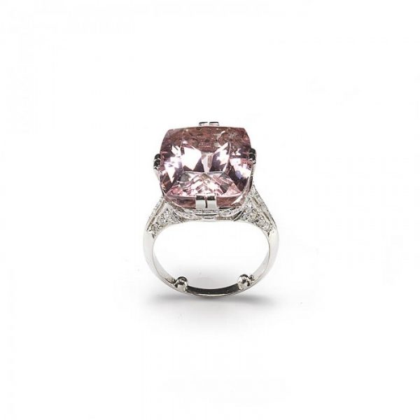 Pink Kunzite, Diamond and Platinum Dress Ring, 16.50 carats