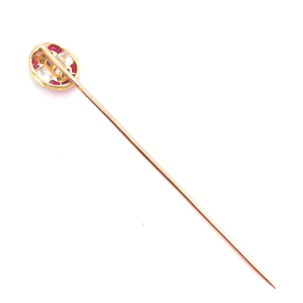Vintage Late Art Deco Van Cleef and Arpels Ruby and Diamond Tie Pin