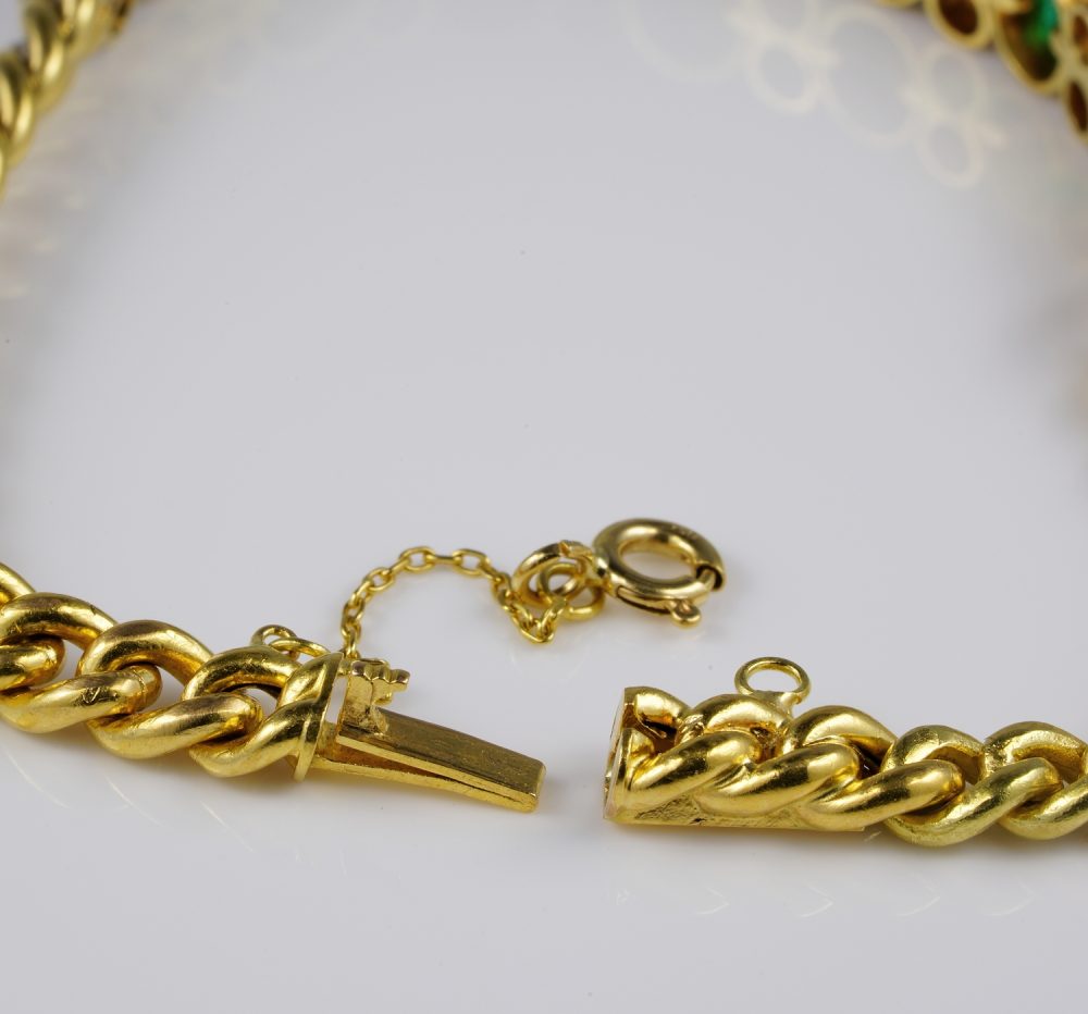 Antique Victorian 6ct Emerald Diamond Curb Bracelet