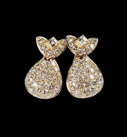 Vintage French Diamond Drop Earrings, 5 carat total