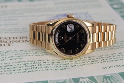 Rolex Day Date 118205 18ct Rose Gold 36mm Automatic Watch, on 18ct rose gold President bracelet with 18ct rose gold Crown clasp, with Rolex box and papers