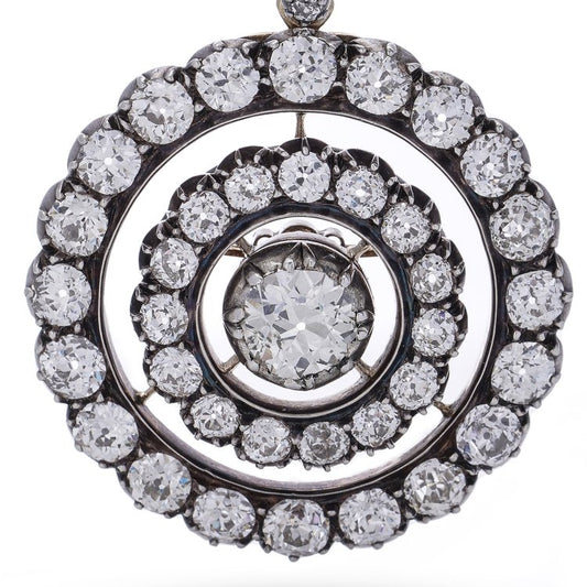 Antique Edwardian 9.45ct Old Cut Diamond Pendant