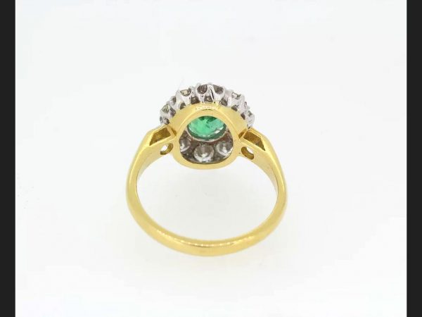 Emerald and Diamond Cluster Ring, 2.23 carat total, 18ct Yellow Gold