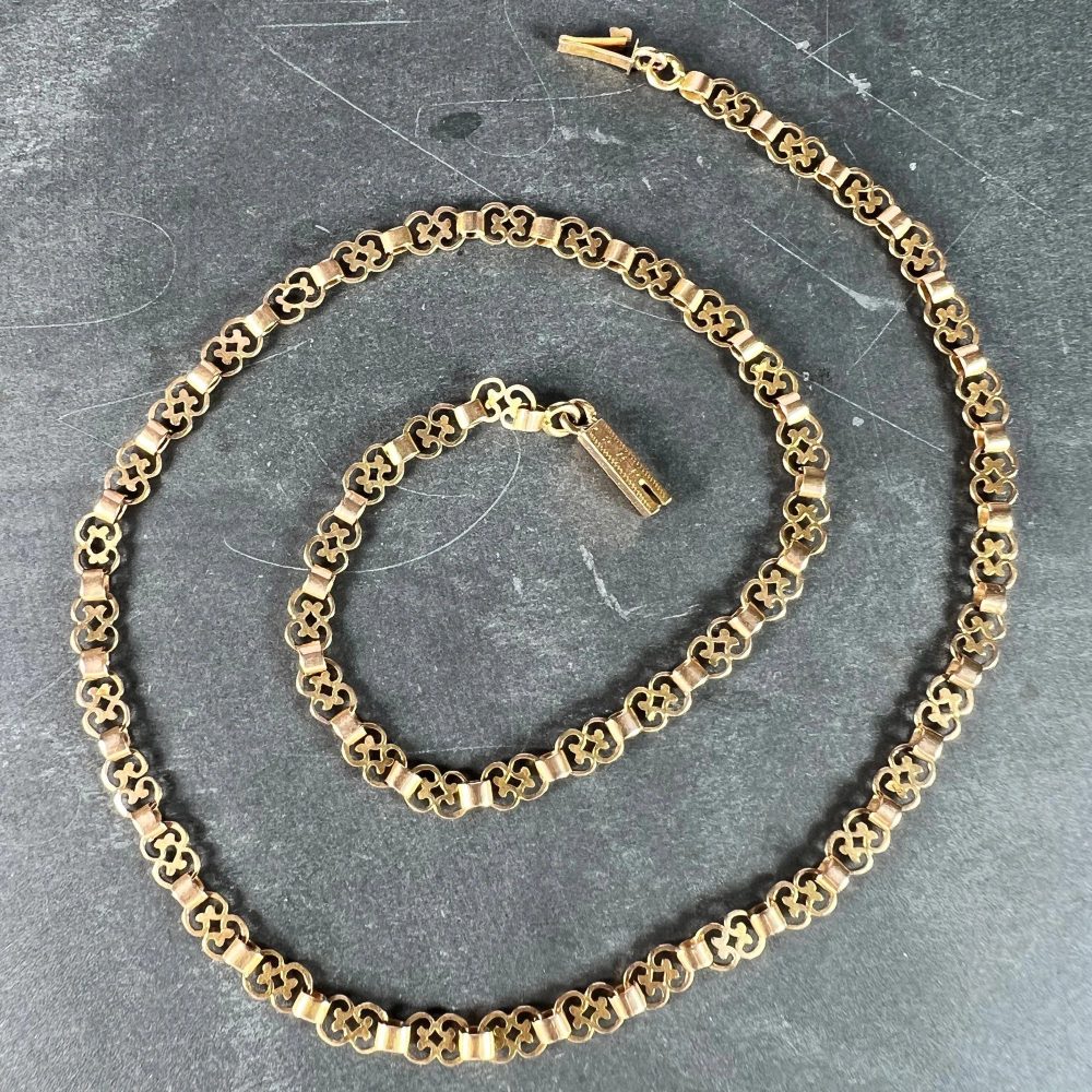 French 18ct Rose Gold Fancy Link Chain Necklace